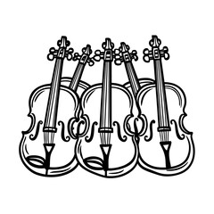 A clean white-style image of A minimalist design of a classical music festival. 