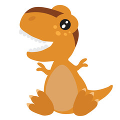 Obraz premium Cute little sitting baby tyrannosaur vector cartoon illustration