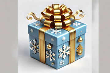christmas decoration with present box 3d render icon isolated on transparent background cutout