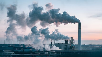 Dark skyline filled with industrial smoke and pollution, representing the harmful effects of air pollution and environmental impact