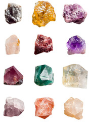 Fototapeta premium High-Resolution Top-Down Symmetrical Arrangement of Birthstones, Gemstones on transparent Background