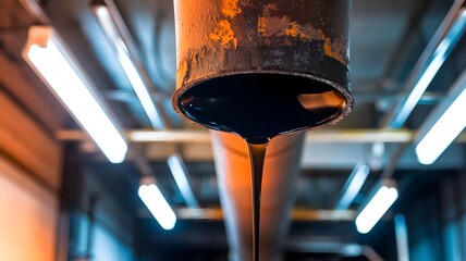 Industrial pipe releasing contaminated wastewater environmental damage, Oil spill