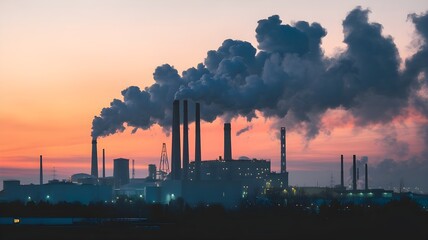  industrial landscape with vibrant sky.