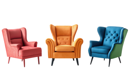 Set of different armchairs isolated on a whi gigapixel high fidelity
