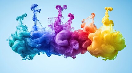 Vibrant Colorful Ink Swirls in Water Creating Abstract Designs