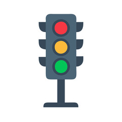 Traffic light illustration with red, yellow, and green signals on a transparent background for road safety