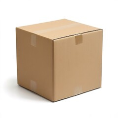 a simple cardboard box, closed, photorealistic rendering, brown tones, isolated on white background  c