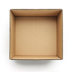 Fototapeta premium an open cardboard box, detailed design, 3D realistic style, natural brown, isolated on white background 
