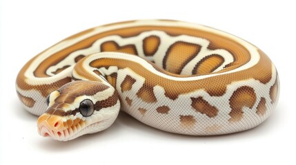 Obraz premium Curled up ball python in earthy tones serene setting animal nature close-up gentle beauty