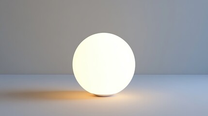Softly Glowing White Sphere on Minimalist Surface in Calm Environment