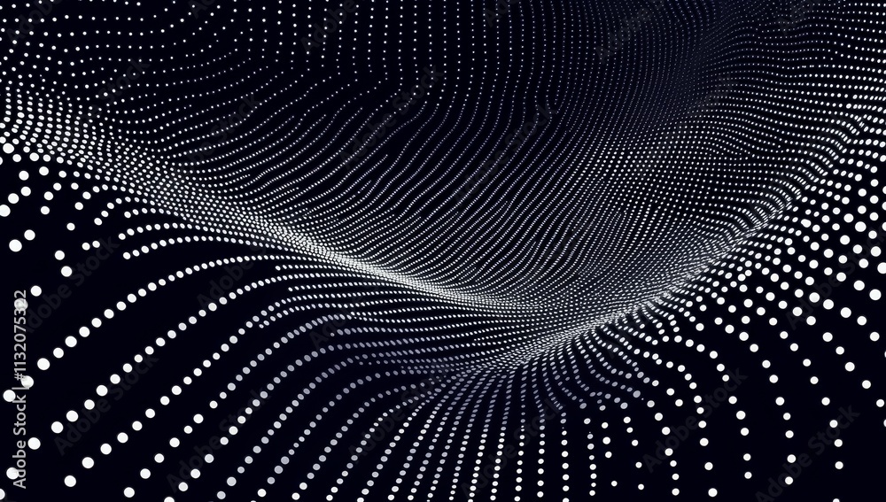 Aufkleber Abstract dark background with glowing white dots forming a wave-like pattern.