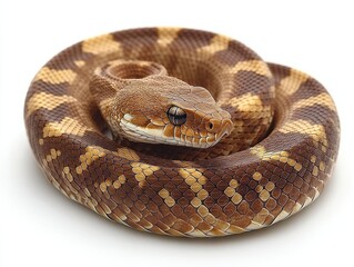 Fototapeta premium Copperhead snake coiling natural habitat wildlife forest environment close-up view coppertone scales