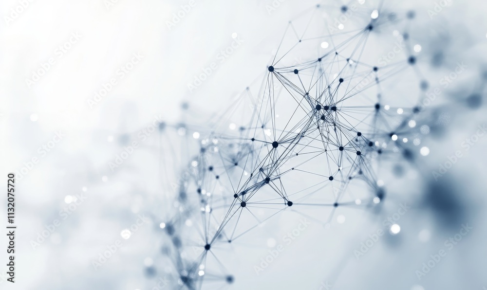 Poster Abstract network connection, nodes and lines, digital data flow.