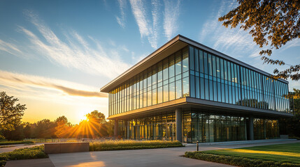 The Sun Rises in the Early Morning and the Golden Light Illuminates the World