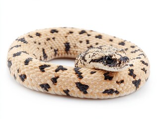Obraz premium Coiled speckled rattlesnake desert habitat wildlife sandy terrain close-up serpentine beauty