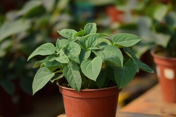 Fototapeta premium A healthy potted plant with vibrant green leaves.