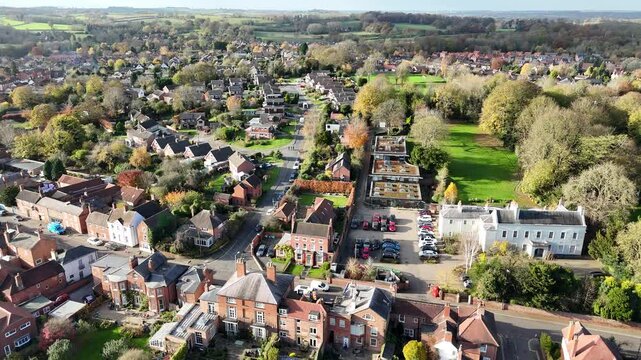 Southwell Nottinghamshire England streets and roads drone,aerial
