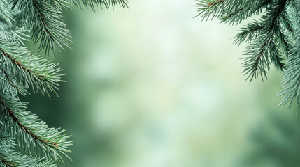 Obraz premium Close-up of spruce branch and needles. Selective focus and shallow depth of field