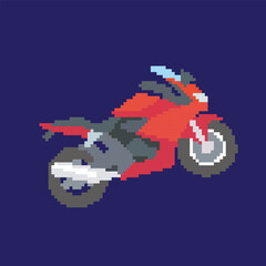 Obraz premium motorcycle pixel art, vector illustration on isolated background.