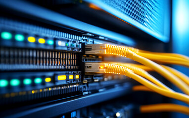 Naklejka premium Ensuring robust connectivity with fiber optic cables in data centers the backbone of modern networking infrastructure