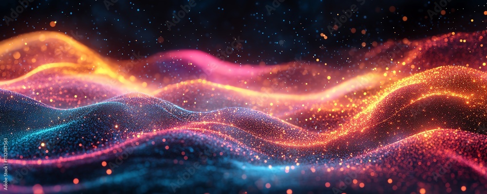 Poster cybersecurity concepts visualized with glowing locks and flowing data, representing technology and s