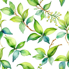 Mistletoe flowers watercolor with white background pattern