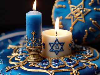 Photo hannukkah candle emboidery macro photoshoot