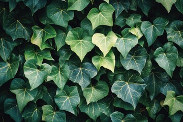 Fototapeta premium Lush green ivy leaves create a dense, textured background. Perfect for nature, spring, or growth-themed designs.