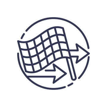 recommend clip art: Checkered flag and arrows symbolize starting a new venture or project launch.