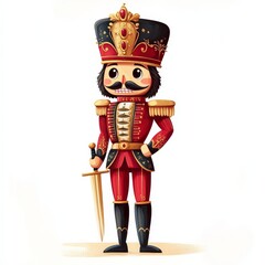 A colorful nutcracker soldier figurine in royal attire, symbolizing holiday cheer and festive traditions.