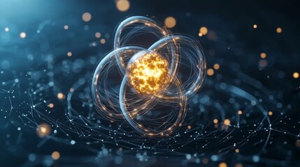 Protons surrounding atomic nucleus in scientific experiments - closeup view of matter