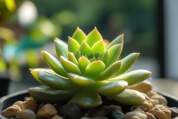 Fototapeta premium A vibrant succulent plant in a decorative pot.