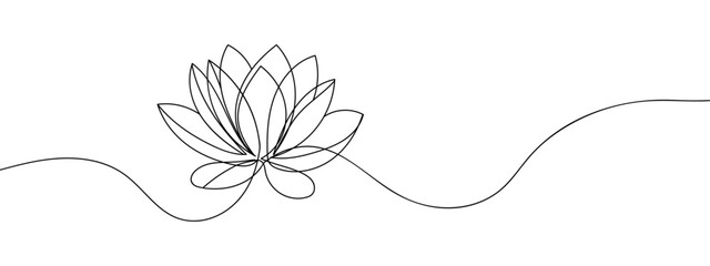 lotus illustration of a flower line art style vector with transparent background editable stroke.