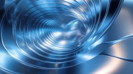 Futuristic Blue Metallic Stripes Abstract Wallpaper 3D Wavy Pattern Smooth Curves Reflective Design