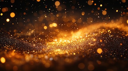 Fototapeta premium Golden Glitter Background With Fireworks In The Night, HD image