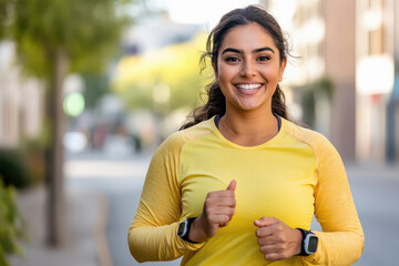 young indian woman jogging at park