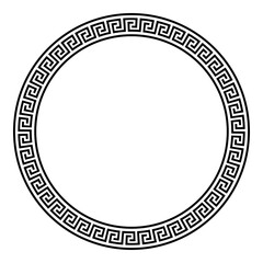 Vector round monochrome classic frame. Greek meander. Patterns of Greece and ancient Rome. Circle european border. Round antique border from Greek. Typical egyptian, assyrian and greek motives 