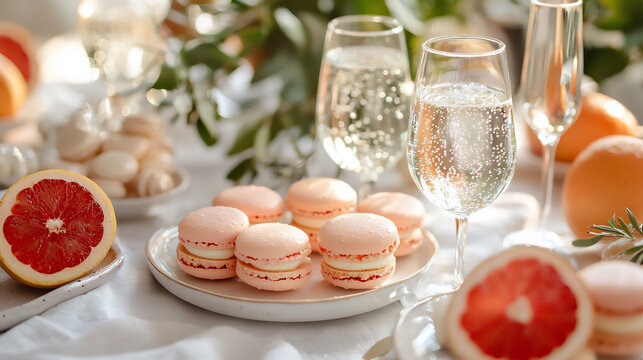 A chic table setting with a variety of macaro