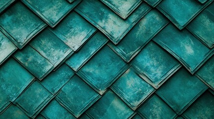 Obraz premium Teal Tile Roof Pattern