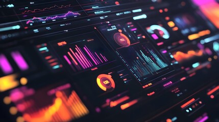 Obraz premium 43. A vibrant image of an online marketing campaign dashboard with diverse ad metrics