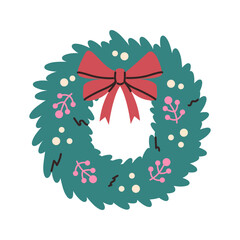 Christmas wreath. Blue spruce wreath. Xmas decor. Winter holiday decoration