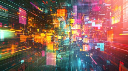 Fototapeta premium 47. An abstract representation of online advertising with colorful data and ad formats