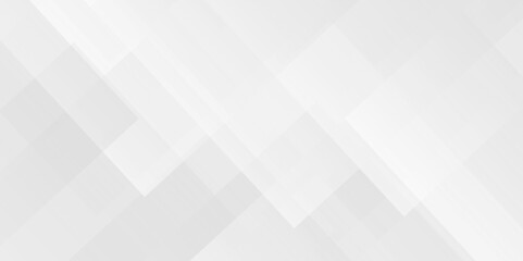 Modern white, gray gradient technology concept diamond triangle geometric line background. minimal rectangle randomly arranged white lines transparent layers white abstract design template background.