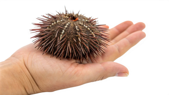 hand of a hand holding a sea urchin