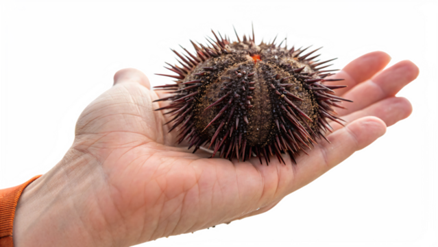 hand of a hand holding a sea urchin