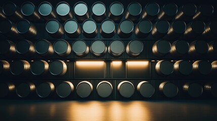 Oil barrels stacked in storage, symbolizing the global reliance on fossil fuels and the need for sustainable energy solutions.