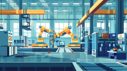 Fototapeta premium Advanced Robotic Automation in Modern Industrial Factory