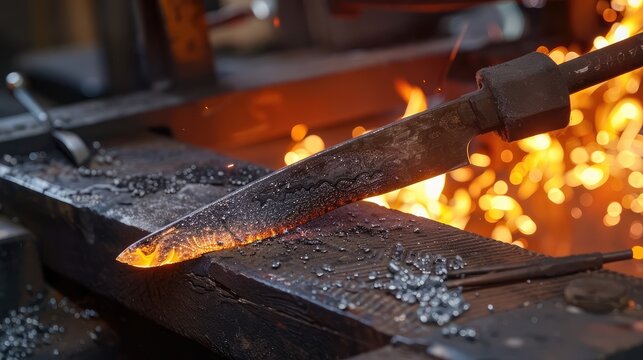Handcrafted Blade Forging Process in Blacksmith Workshop