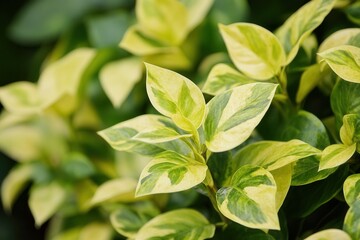 Obraz premium Close-up of vibrant green and yellow plant leaves.