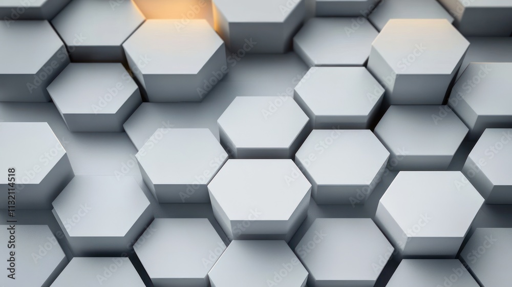 Aufkleber Minimal White Hexagon Background with Gradient Gray, Geometric Honeycomb Pattern for Modern Design